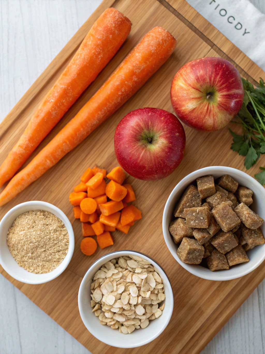Fresh ingredients for homemade dog treats